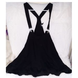 black overall suspender dress